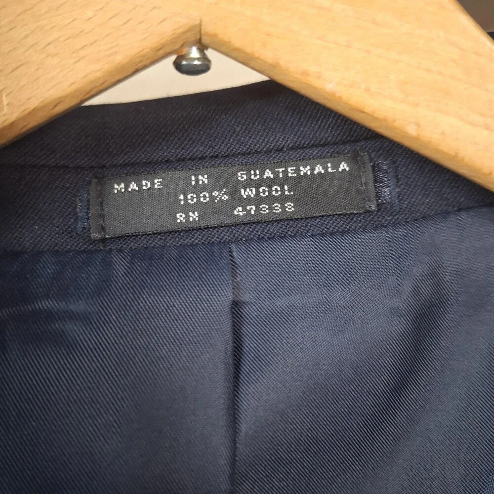 Jones New York Blazer Mens 48L Blue Wool 2 Button Ventless Notch Lapel Jacket